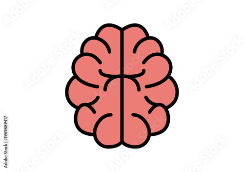 Icono de un cerebro humano de color rosa con líneas negras que representa la inteligencia y los procesos cognitivos