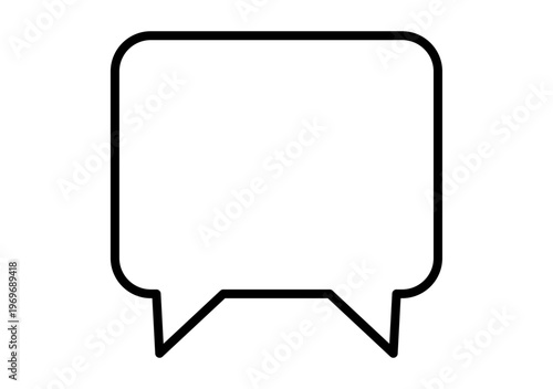 Globo de texto cuadrado con doble pico en la base para representar el diálogo y la comunicación entre dos personas