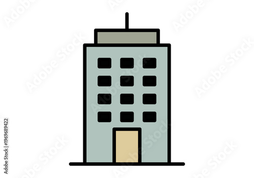 Icono de un edificio corporativo de varios pisos que representa una oficina central o sede empresarial