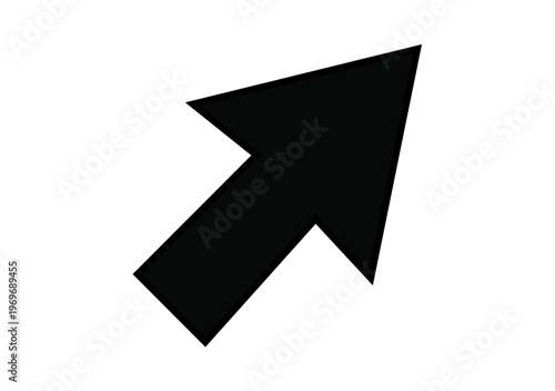 Icono de una flecha negra gruesa apuntando hacia la esquina superior derecha para indicar dirección o crecimiento