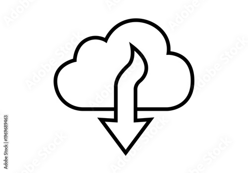 Icono de una nube con una flecha hacia abajo que simboliza la descarga de datos o el almacenamiento en la nube