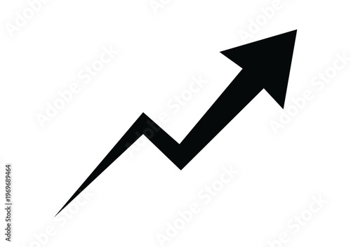 Icono de una flecha negra con trayectoria quebrada ascendente que indica una tendencia de crecimiento positivo