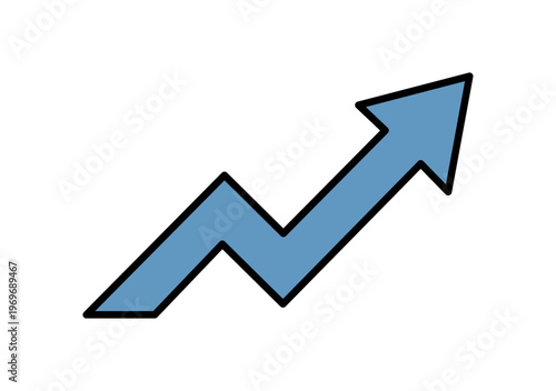 Icono de una flecha azul con trayectoria ascendente que simboliza el éxito y el progreso continuo