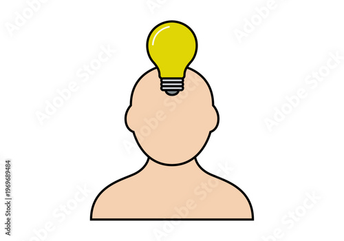 Icono de una silueta humana con una bombilla encendida sobre la cabeza que representa una idea creativa o innovación