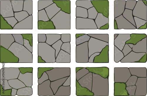 Top view landscape design elements set with paths, benches, trees, ponds and garden beds flat vector collection