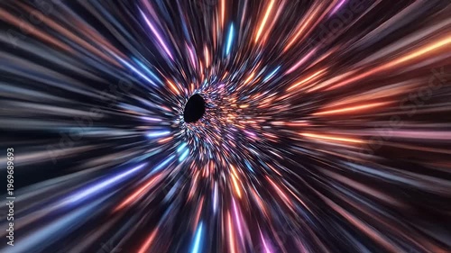 Wallpaper Mural Colorful light speed tunnel with black hole vortex Torontodigital.ca