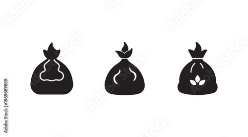 Three black trash bags with different contents  garbage  waste management  recycling  environmental conservation  eco friendly  household waste