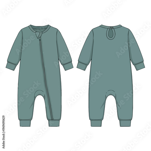 Baby Jumpsuit Flat Lay Technical Fashion Sketch