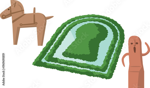 前方後円墳と埴輪のイメージイラスト