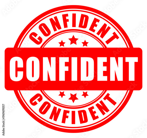 Confident red rubber stamp