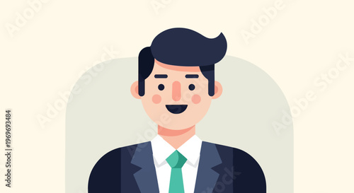 Stylized portrait of a smiling man in a suit and tie