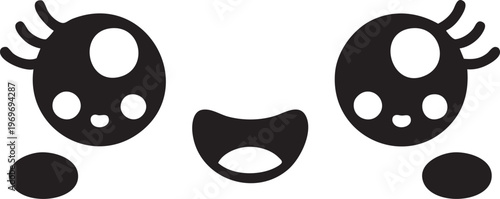 Sad face emoticon in black minimalist design on white background for digital communication