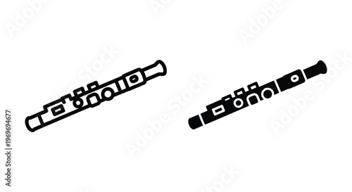 Flute icon set musical instrument symbol woodwind instrument vector illustration