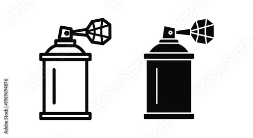 Spray paint can icon set, vector illustration of aerosol spray can, graffiti paint canister, flat design style