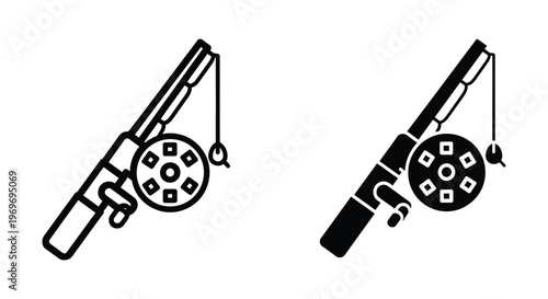 Fishing rod icon set, simple style fishing rod vector icon for web design