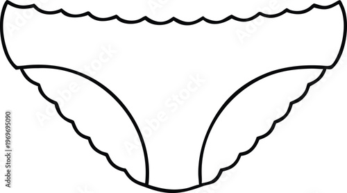Modern womens hipster brief underwear outline with fashionable scalloped edges for comfortable everyday wear