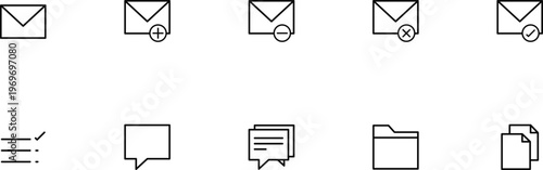Email and document icons simple line art for communication 