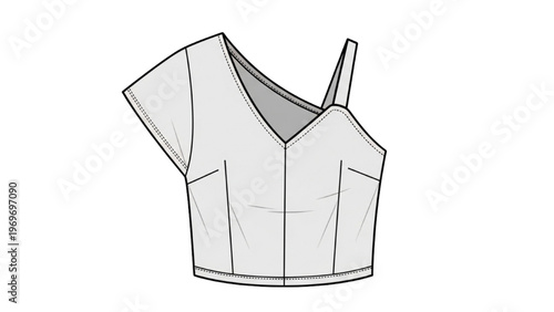 Vector CAD design style illustration of a women's sleeveless top