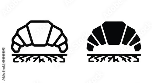Croissant icon set, vector illustration of pastry, bakery sign