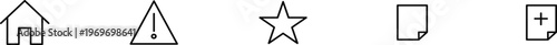 Collection of simple outline icons home alert star document 