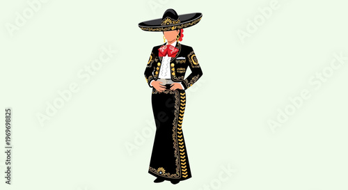 Woman in Traditional Mariachi Outfit