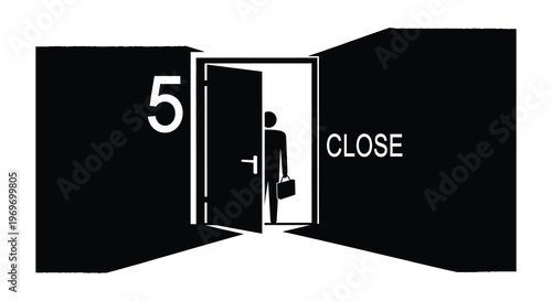 Collection of black door signs keep closed do not enter restricted access