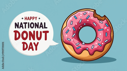 Donut, National Donut Day, Pink Frosting, Vector Icon, Food Illustration, Sweet Treat, Bakery Design Element