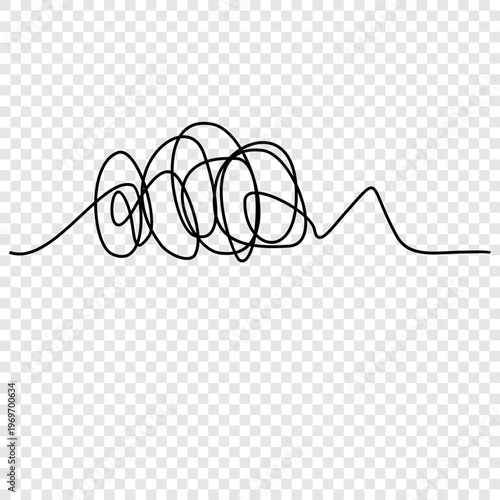 like a tangled thread or a complicated thought, Continuous  one line drawing.