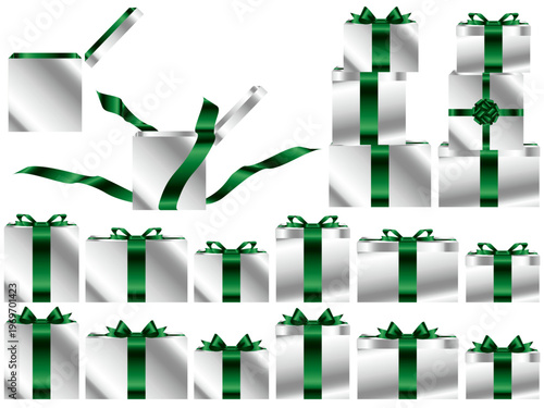 プレゼント箱横、白、17緑