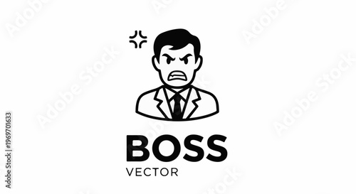 Angry businessman icon with text