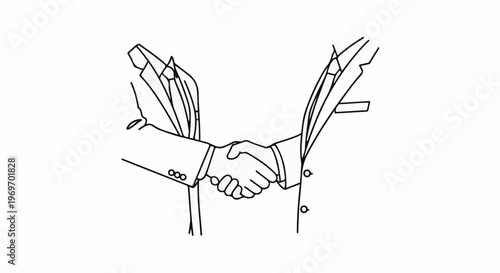 Business handshake, two people in suits, united in agreement