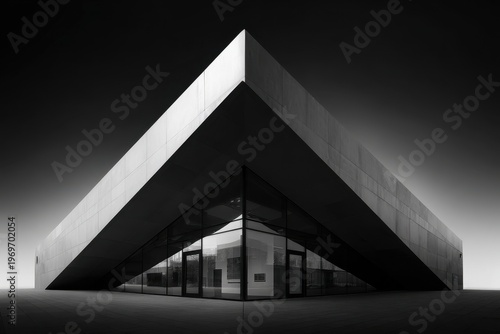 Wallpaper Mural Minimalist modern architecture building black and white geometric facade with strong lines and symmetry Torontodigital.ca
