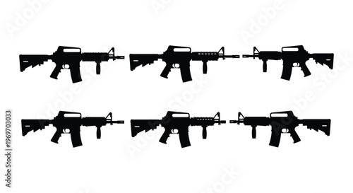 Silhouettes of various sniper rifles displayed in a black and white composition