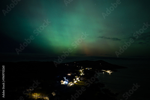 The Aurora Borealis, the northern lights, showing up above Portnoo in County Donegal, Ireland