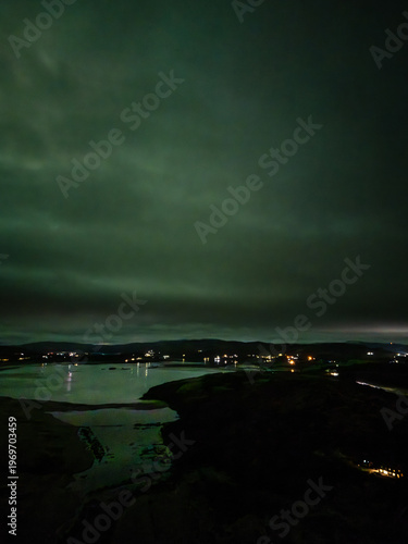 The Aurora Borealis, the northern lights, showing up above Castlegoland in County Donegal, Ireland