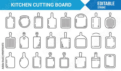 Chopping board icons collection for cooking kitchenware illustration