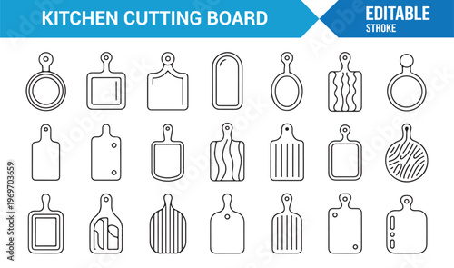Cooking and kitchen board icons pack for culinary and chef use