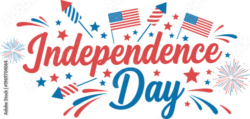 Independence Day Celebrating american independence with patriotic fireworks and flag graphics Vector USA