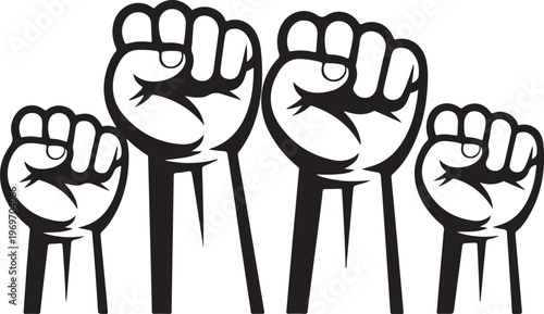 Unified raised fists representing solidarity and collective power for social justice and change