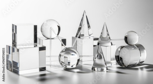 Crystal Geometric Shapes Arranged for Modern Abstract Display