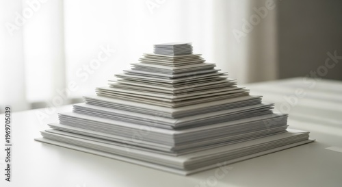Pyramid Stack of Paper Documents