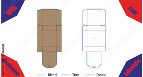 Orange and white cardboard box templates with fold lines and cut marks