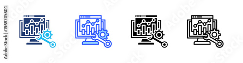 Technical Analysis Multiple Style Icon Set Collection Pack Web Banner Vector 