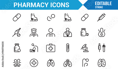 Hospital and pharmacy icons collection for medical and clinical use