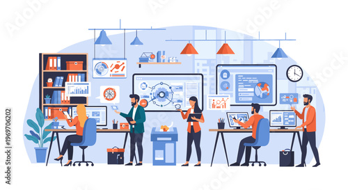 A stylish, minimalist office scene evokes a sense of calm productivity. Ideal for illustrating articles about workplace wellness, remote work, or mode