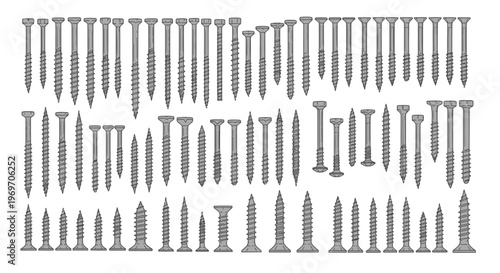 Assorted Metal Fasteners Collection, Various Screw Types and Sizes