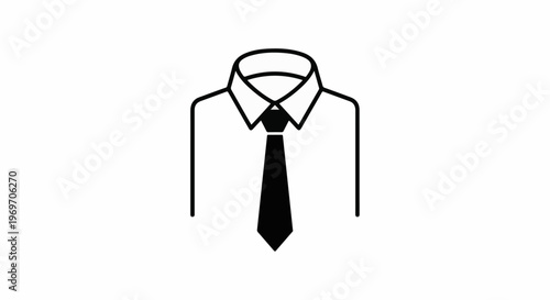 Black and white outline of a collared shirt with a necktie