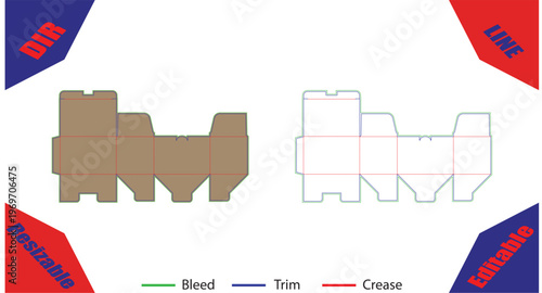 Orange and white die cut pattern with bleed trim crease lines 1
