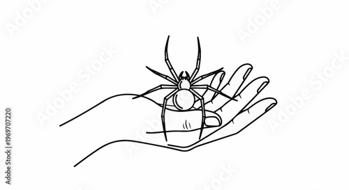 Delicate spider rests on an open palm, its legs splayed