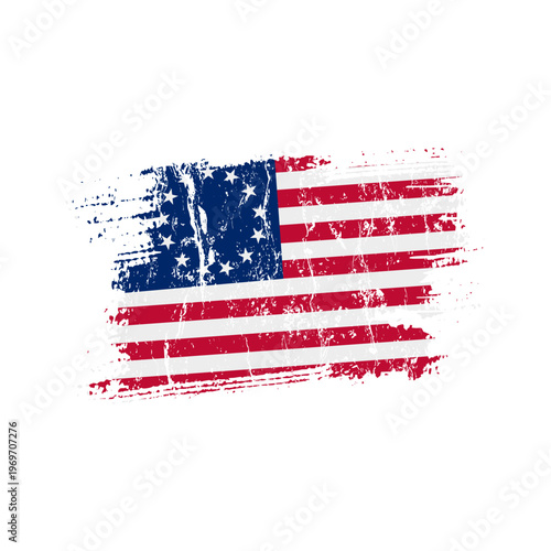 Betsy Ross flag with grunge effect - vector illustration